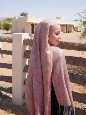 وشاح باشمينا مطرز بنمط البيزلي للنساء، وشاح شال بوهيمي عتيق مزين بشرابات، وشاح طويل ناعم ومريح، قابل للاستخدام اليومي بشكل عفوي