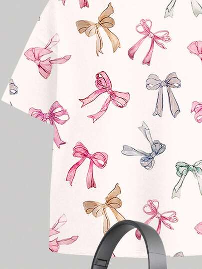 Emery Rose Kids Emery Rose Kids مجموعة بقطعتين من تي-شيرت بأكمام قصيرة مريح وبتصميم فرفشة وشورت صيفي لفتيات المراهقات