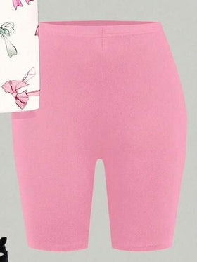 Emery Rose Kids Emery Rose Kids مجموعة بقطعتين من تي-شيرت بأكمام قصيرة مريح وبتصميم فرفشة وشورت صيفي لفتيات المراهقات