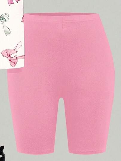 Emery Rose Kids Emery Rose Kids مجموعة بقطعتين من تي-شيرت بأكمام قصيرة مريح وبتصميم فرفشة وشورت صيفي لفتيات المراهقات