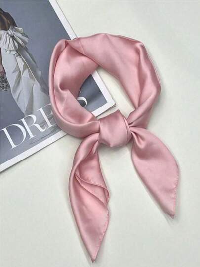 وشاح أنيق عالي الجودة موديل 2026، وشاح مربع من الحرير بلون أحادي وطباعة للنساء، وشاح رأس، إكسسوار يومي متعدد الاستخدامات