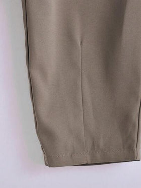 SHEIN مجموعة ملابس علوية وبنطلون قصير بأكمام بتغاير الألوان وجيوب، 2 مجموعة/طقم، متعدد الاستخدامات، مريح للمراهقين