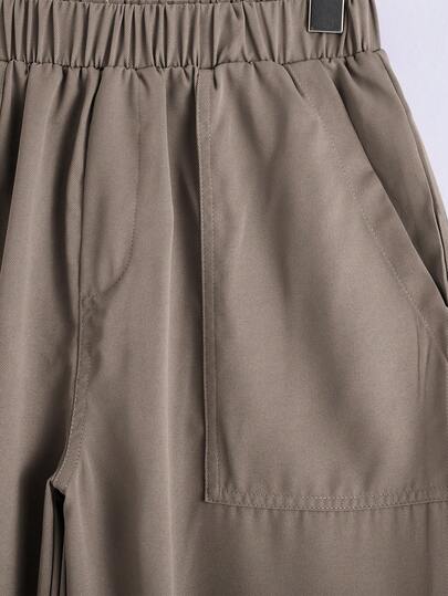 SHEIN مجموعة ملابس علوية وبنطلون قصير بأكمام بتغاير الألوان وجيوب، 2 مجموعة/طقم، متعدد الاستخدامات، مريح للمراهقين