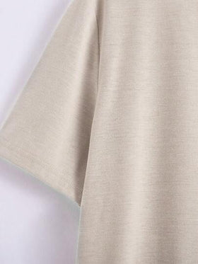 SHEIN مجموعة ملابس علوية وبنطلون قصير بأكمام بتغاير الألوان وجيوب، 2 مجموعة/طقم، متعدد الاستخدامات، مريح للمراهقين