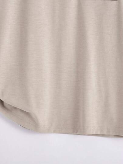 SHEIN مجموعة ملابس علوية وبنطلون قصير بأكمام بتغاير الألوان وجيوب، 2 مجموعة/طقم، متعدد الاستخدامات، مريح للمراهقين