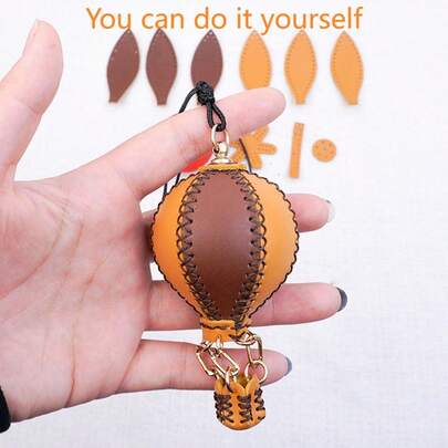 1 قلادة بشكل بالون هوائي رومانسي، طقم DIY محفظة سلسلة مفاتيح صغيرة يدوية، سلسلة مفاتيح سيارة جلدية متعددة الوظائف، إكسسوار يدوي بنمط بالون، مشروع حرفي بسيط للمبتدئين، هدية إبداعية، قلادة زخرفية | قلادة حقيبة أنيقة | حرفة يدوية فاخرة