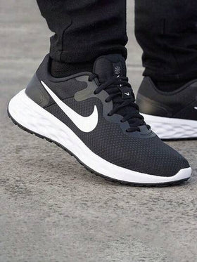 Nike حذاء نايك ريفولوشن 6 نيكست نيتشر منخفض أحادي الطبقة NN مريح متعدد الاستخدامات من الشبك المنسوج منخفض القمة للجري اليومي، وأبيض