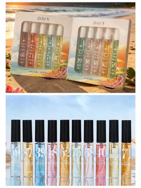 1/10 مجموعة رذاذ معطر بعطر البحر، منعش الهواء للعطلات والسيارة والمحمول، عطر طبيعي من الفانيليا والجوز الهند والخزامى وفاكهة التنين والكراميل المملح، مناسب للمنزل والغرفة والحمام والسيارة والمواعدة والسفر، هدية رائعة للعائلة والأصدقاء