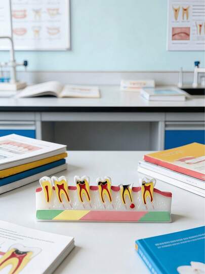 نموذج تشريح الأسنان التفصيلي، عرض تعليمي للتعلم السني والديكور المكتبي، تمثال بنية الأسنان الملونة، مناسب لديكور المكتب، مساعد تعليمي علمي، نموذج طبي، وإكسسوارات المنزل