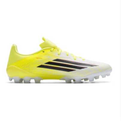 Adidas حذاء كرة قدم أديداس F50 League 2G/3G للعشب الصناعي، مريح ومناسب للجنسين، باللون الأصفر الفلوري والأسود
