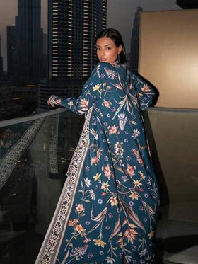 مجموعة عباءة وطرحة مطبوعة بتصميم محتشم، ملابس خارجية بأسلوب دبي الشرق الأوسطي، قطعتان