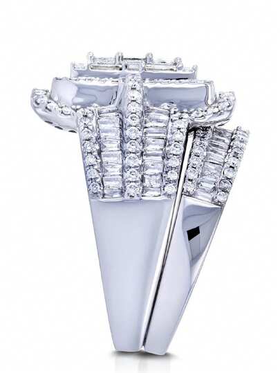 مجموعة مكونة من قطعتين خاتم نسائي فاخر عالي الجودة، خاتم مربع من الزركونيا، مجوهرات نسائية عصرية، مجوهرات شخصية، مجوهرات نسائية أنيقة، إحساس بالجودة العالية، مناسبة للمناسبات الهامة، هدية عيد الزواج