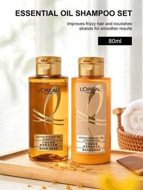 L'Oreal مجموعة الشامبو والبلسم المصغرة للسفر. مجموعة التنعيم المعجزة. تحسن التجعد. تضيف حجم ونعومة. تخلق جذور أكثر كثافة ورفعا. مضادة للزيوت ومنعشة.