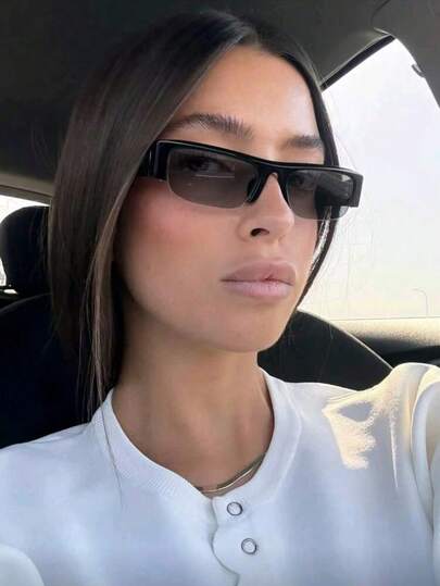 نظارة إطار نصفي مستطيلة موضة، إطار سميك متعدد الاستخدامات للنساء للاستخدام اليومي والشارع والعطلات في فصلي الخريف والشتاء