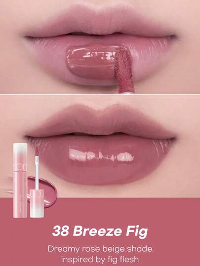 Rom&nd رومند غلوس الشفاه المرطب طويل الأمد 38 BREEZE FIG، 5.5 جرام/0.2 أونصة، أحمر شفاه سائل من رومند، تأثير مكياج لامع ومرطب، غلوس شفاه كوري، لون طويل الأمد، MLBB (شفتي ولكن أفضل)، مرطب، أداء لوني عالي، يخلق مكياج شفاف طبيعي، غلوس شفاه يومي، مستحضرات تجم