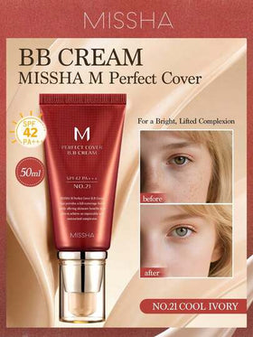 Missha كريم BB من ميشا بتغطية كاملة، مضاد للشيخوخة SPF42 - ميشا إم بيرفكت كفر، 50 مل - تغطية كاملة طويلة الأمد، مرطب، مكياج بشرة خالية من العيوب، كريم CC، كريم تفتيح الوجه مرطب ضروري للعطلات، أفضل لون جاذبية للفتاة الوردية، هدايا عيد الميلاد للنساء، ماركة