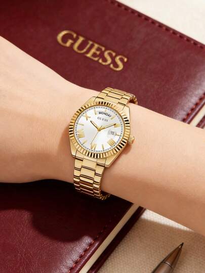 Guess ساعة نسائية كوارتز، حركة كوارتز، سوار من الفولاذ المقاوم للصدأ، حالة من الفولاذ المقاوم للصدأ، مناسبة للارتداء اليومي والمناسبات والمناسبات الأخرى GW0308L2 GW0308L5