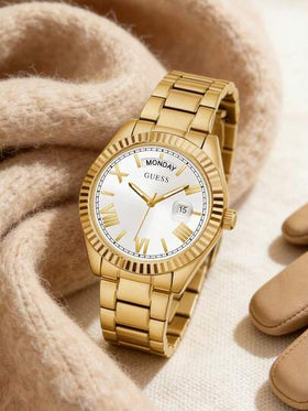 Guess ساعة نسائية كوارتز، حركة كوارتز، سوار من الفولاذ المقاوم للصدأ، حالة من الفولاذ المقاوم للصدأ، مناسبة للارتداء اليومي والمناسبات والمناسبات الأخرى GW0308L2 GW0308L5