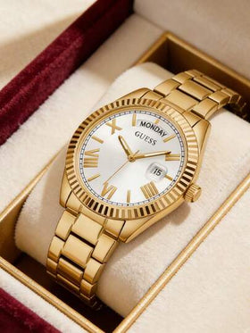 Guess ساعة نسائية كوارتز، حركة كوارتز، سوار من الفولاذ المقاوم للصدأ، حالة من الفولاذ المقاوم للصدأ، مناسبة للارتداء اليومي والمناسبات والمناسبات الأخرى GW0308L2 GW0308L5