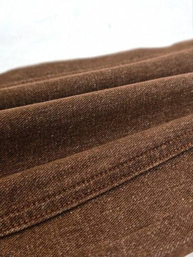 1 قطعة بنطال جينز بقصة واسعة وفضفاضة بلون بني على الطراز الأمريكي الكلاسيكي، مطرز بتطريز فيل كرتوني، مناسب للجنسين (لا يشمل الحزام والاكسسوارات)