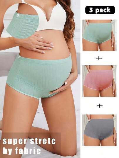 Moonlight&Mama سراويل داخلية نسائية مريحة ومطاطية للحوامل مع تباين الدانتيل، عبوة من 3 قطع