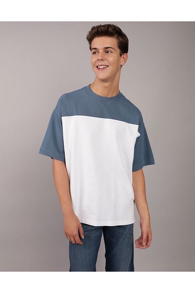 تي شيرت بيكيه ملون كبير الحجم من AE U-1164-3793 American Eagle