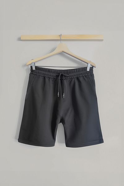 شورت برمودا أسود للرجال مع تفاصيل العلامة - مقاس عادي TEDAW25SR00008