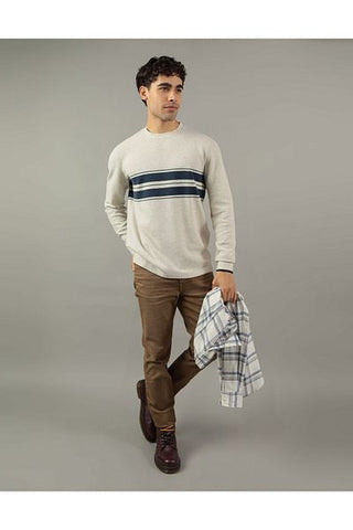 تي شيرت حراري مخطط بأكمام طويلة من AE American Eagle