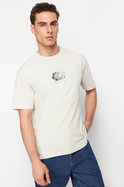 تي شيرت قطني مطبوع كبير الحجم - TMNSS23TS00261