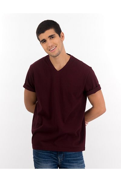 تي شيرت AE Super Soft Icon برقبة على شكل حرف V - مقاس مريح American Eagle