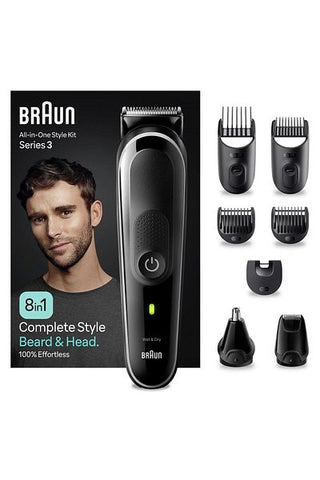 مجموعة تشكيل مكونة من 8 عناصر من السلسلة 3 MKG3440 ومجموعة العناية بالرجال BRAUN