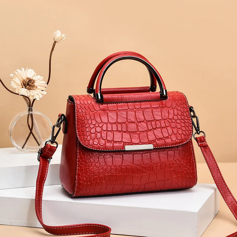 شنطة جلد عملية للنساء - 2023 Stone Pattern Hand Bags Ladies New