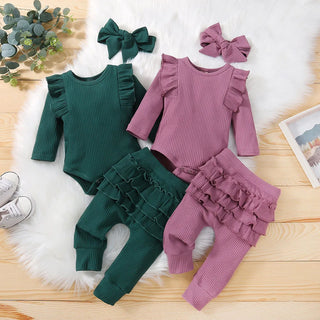 2024 european american baby بنت multi color أكمام طويلة pants bow جديد unisex product stylish cotton
