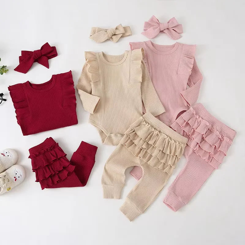 2024 european american baby بنت multi color أكمام طويلة pants bow جديد unisex product stylish cotton