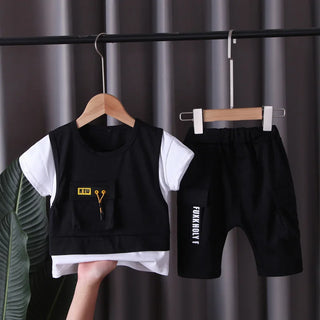 2024 جديد children cotton clothes صيف baby patchwork t shirts shorts pants 2pcs infant أطفال tracksuits أولاد clothing sets