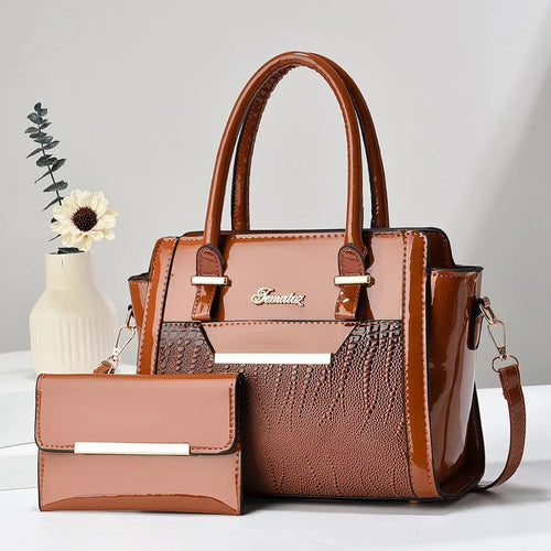 شنطة نسائية مميزة للنساء - 2024 Sequin Leather 2 Pieces Set Luxury