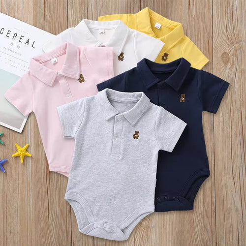 2024 صيف baby ولد جمبسوت candy color أكمام قصيرة triangle climbing بدلة 100% cotton unisex odm supply in stock