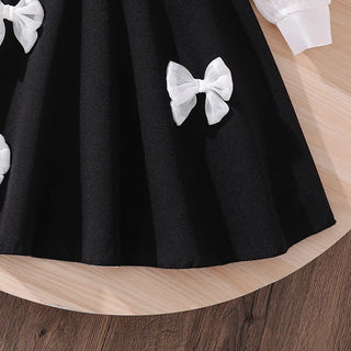 موضة 2025 خريف جديد children's sweet bow تل أكمام طويلة فستان