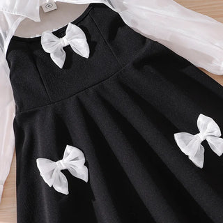 موضة 2025 خريف جديد children's sweet bow تل أكمام طويلة فستان