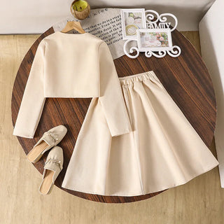 موضة 2025 خريف جديد بنات' cross-border clothing طقم small fragrance بدلة with أكمام طويلة coat and جيب sweet temperament