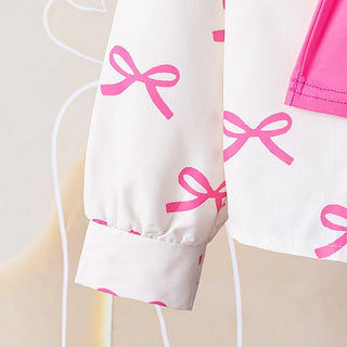 موضة 2025 خريف جديد ins بنت's cross-border children's wear طقم أكمام طويلة shirt with removable bow shawl and pants