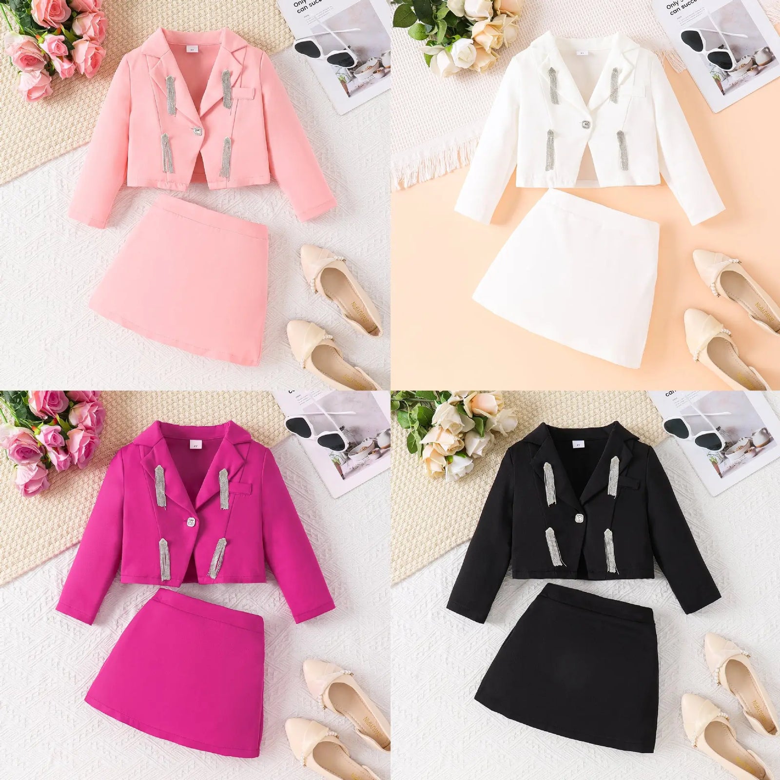 موضة 2025 خريف ربيع fashion ستايل for بنات multi-color lapel أكمام طويلة coat جيب two-piece clothes طقم