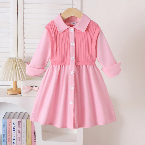 موضة 2025 خريف/شتاء جديد بنات' طقم بنات' طقم pink shirt جيب