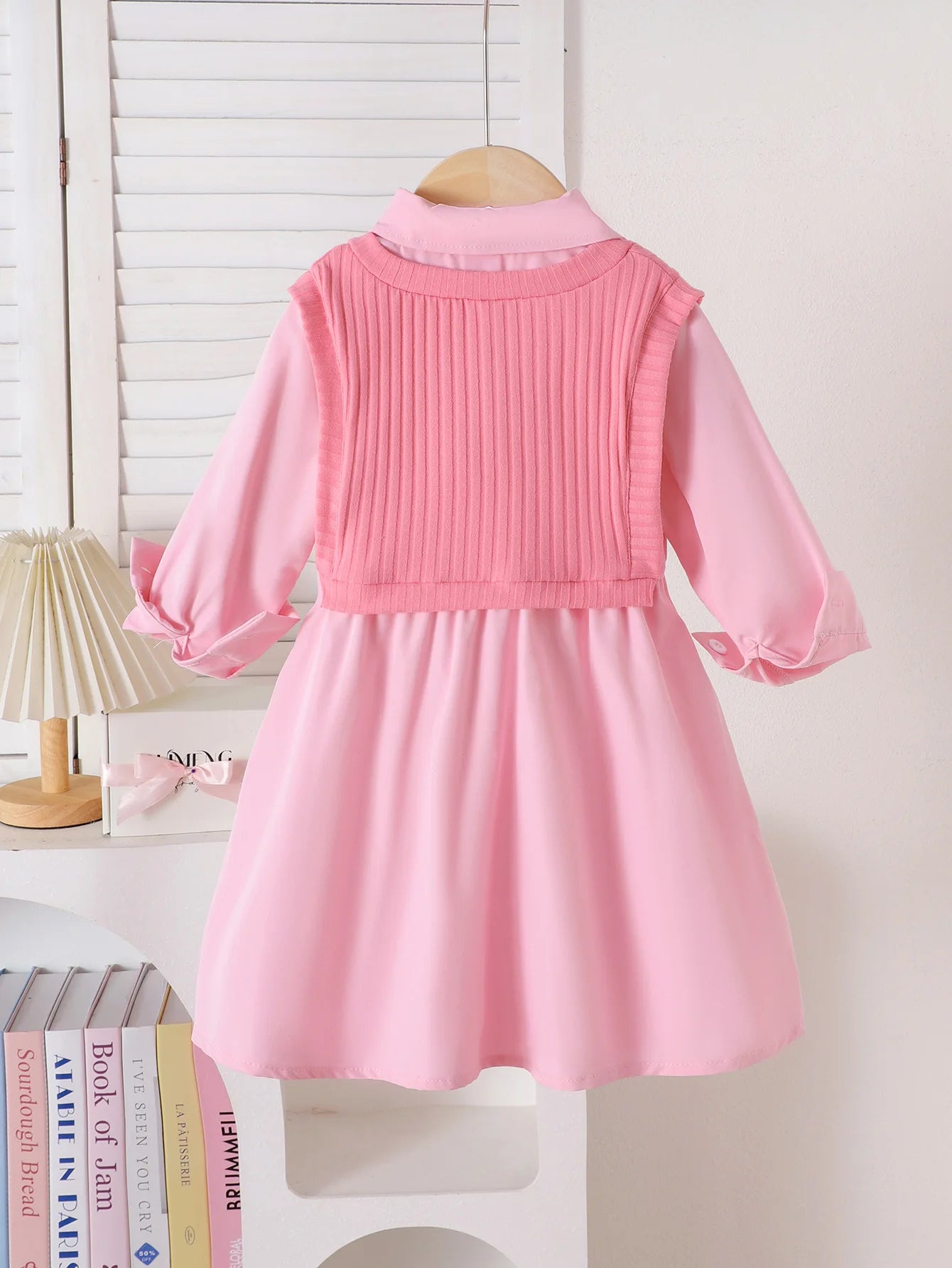 موضة 2025 خريف/شتاء جديد بنات' طقم بنات' طقم pink shirt جيب