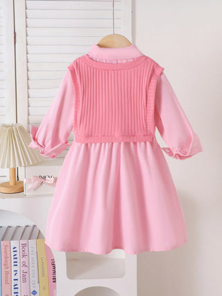 موضة 2025 خريف/شتاء جديد بنات' طقم بنات' طقم pink shirt جيب