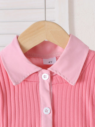 موضة 2025 خريف/شتاء جديد بنات' طقم بنات' طقم pink shirt جيب