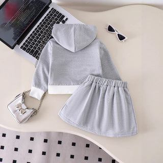 موضة 2025 خريف/شتاء جديد بنات' طقم pattern hat zipper sweatshirt with قصير جيب طقم قطعتين