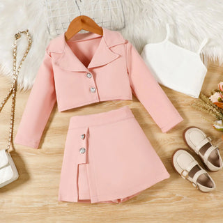 موضة 2025 خريف and شتاء جديد بنات' طقم بنات' lapel أكمام طويلةd jacket camisole inner جيب pants three piece طقم