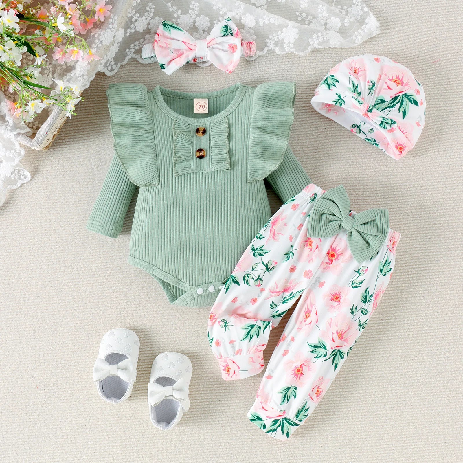 موضة 2025 كاجوال بنت بدلة baby harper bow pants hat and headdress طقم