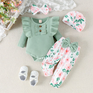 موضة 2025 كاجوال بنت بدلة baby harper bow pants hat and headdress طقم